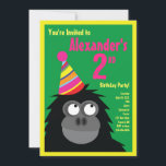 Convites de aniversário do Ape Animal Kid<br><div class="desc">Quem não ama Ape num chapéu de festa? Estes convites adoráveis são perfeitos para a rua,  segundo,  3º,  4º,  5,  6 ou festa de aniversário do seu filho! Ou,  só para qualquer evento de amantes de gorila! Também funciona como excelente para um zoológico,  safari ou festa temerária animal!</div>