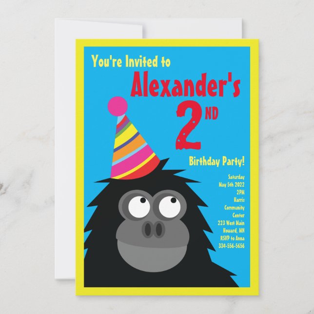 Convites de aniversário do Ape Animal Kid (Frente)
