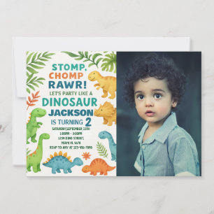 Convites de aniversário do Dinossaur com foto