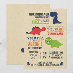 Convites de Aniversário do Dinossauro