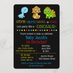 Convites de Aniversário do Dinossauro