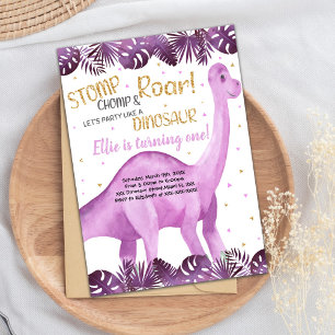 Convites de Aniversário do Dinossauro Rosa