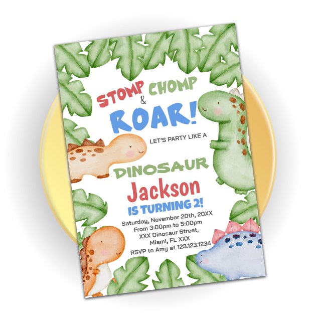 Convites de aniversário do Dinossauro Vermelho Azu (Criador carregado)