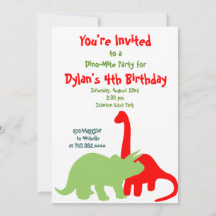 Convites de aniversário do Dinossauro Vermelho e