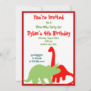 Convites de aniversário do Dinossauro Vermelho e
