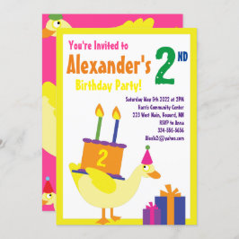 Convites de aniversário do Duck Animal Kid