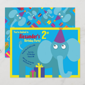 Convites de aniversário do Elefante Animal Kid