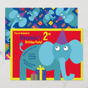 Convites de aniversário do Elefante Animal Kid
