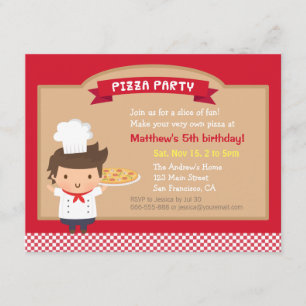 Convites de Aniversário do Garoto Chef de Pizza Fo