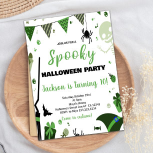 Convites de Aniversário do Green Ballon Halloween