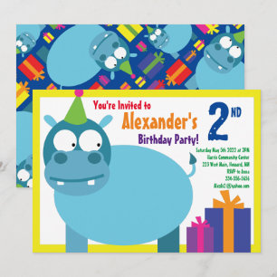 Convites de aniversário do Hippo Animal Kid
