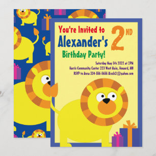 Convites de aniversário do Lion Animal Kid