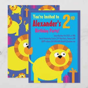 Convites de aniversário do Lion Animal Kid