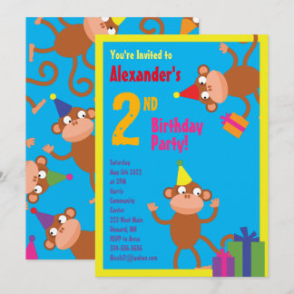 Convites de aniversário do macaco