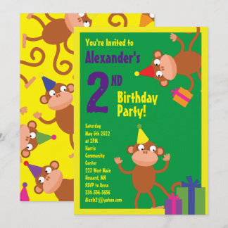 Convites de aniversário do macaco