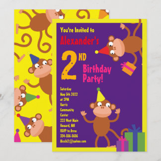 Convites de aniversário do macaco