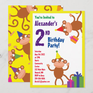 Convites de aniversário do macaco