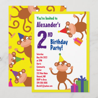 Convites de aniversário do macaco