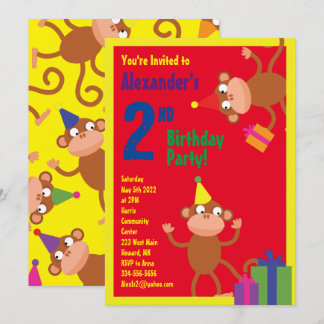 Convites de aniversário do macaco
