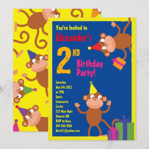 Convites de aniversário do macaco