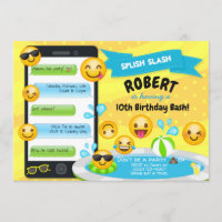 Convites de Aniversário do Partido da Piscina Emoj