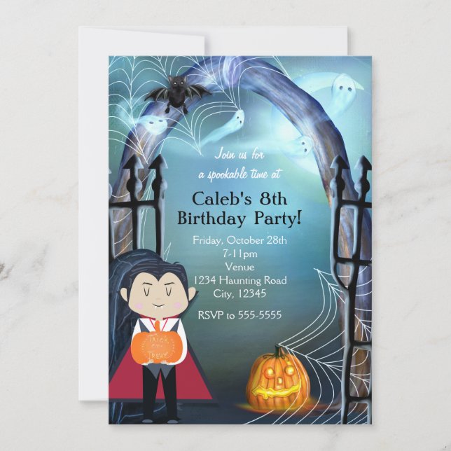 Convites de Aniversário do Pequeno Vampiro Drácula (Frente)