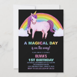 Convites de Aniversário do Rainbow Cloud Unicorn