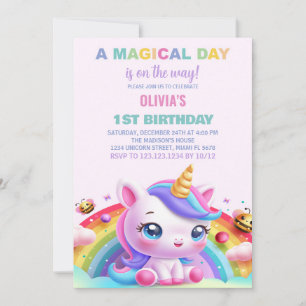 Convites de Aniversário do Rainbow Little Unicorn