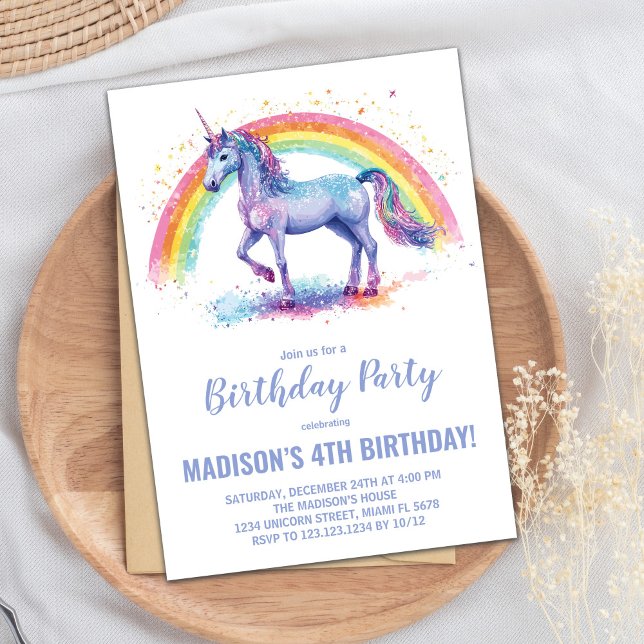 Convites de Aniversário do Rainbow Unicorn (Rainbow Unicorn Birthday Invitations)