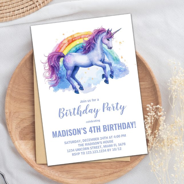 Convites de Aniversário do Rainbow Unicorn (Rainbow Unicorn Birthday Invitations)