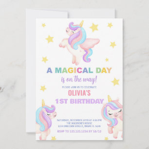 Convites de Aniversário do Rainbow Unicorns