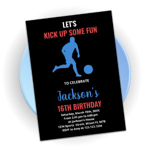 Convites de Aniversário do Red Blue Running Soccer