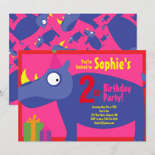 Convites de aniversário do Rhino Animal Kid