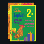 Convites de aniversário do Rooster Animal Kid<br><div class="desc">Quem não ama um galo num chapéu de festa? Estes convites adoráveis são perfeitos para a rua,  segundo,  3º,  4º,  5,  6 ou festa de aniversário do seu filho! Ou,  só para qualquer evento de amantes de frango! Também funciona como excelente para um zoológico,  fazenda ou festa temerária animal!</div>