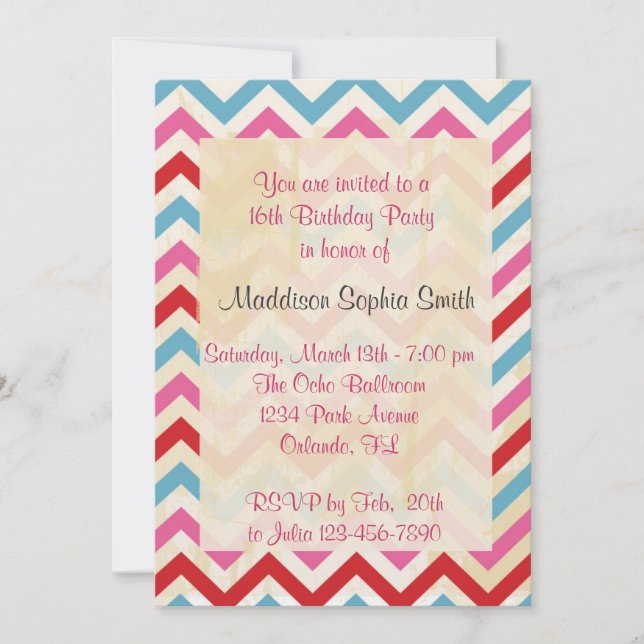Convites de Aniversário do Sweet 16 Personalizados (Frente)