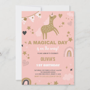 Convites de Aniversário do Unicorn do ouro