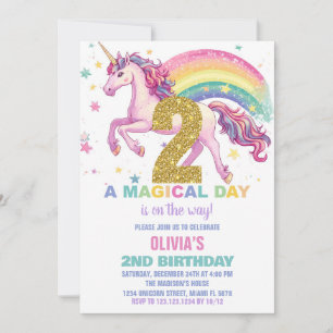 Convites de Aniversário do Unicorn do segundo