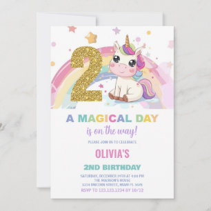 Convites de Aniversário do Unicorn do segundo aniv
