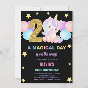Convites de Aniversário do Unicorn do segundo aniv