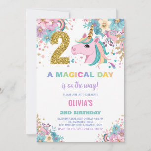 Convites de Aniversário do Unicorn do segundo aniv