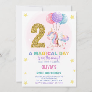 Convites de Aniversário do Unicorn do segundo aniv