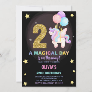 Convites de Aniversário do Unicorn do segundo aniv