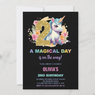 Convites de Aniversário do Unicorn do segundo aniv