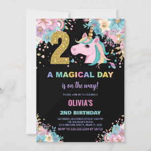 Convites de Aniversário do Unicorn do segundo aniv