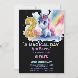 Convites de Aniversário do Unicorn do segundo aniv