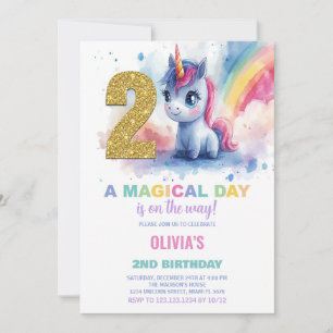 Convites de Aniversário do Unicorn do segundo aniv