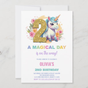 Convites de Aniversário do Unicorn do segundo aniv