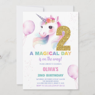 Convites de Aniversário do Unicorn do segundo aniv