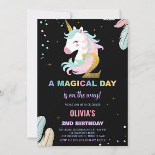 Convites de Aniversário do Unicorn do segundo aniv