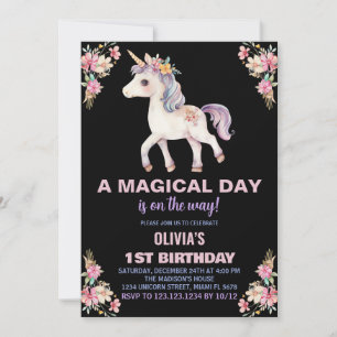 Convites de Aniversário do Unicórnio do Dia Mágico